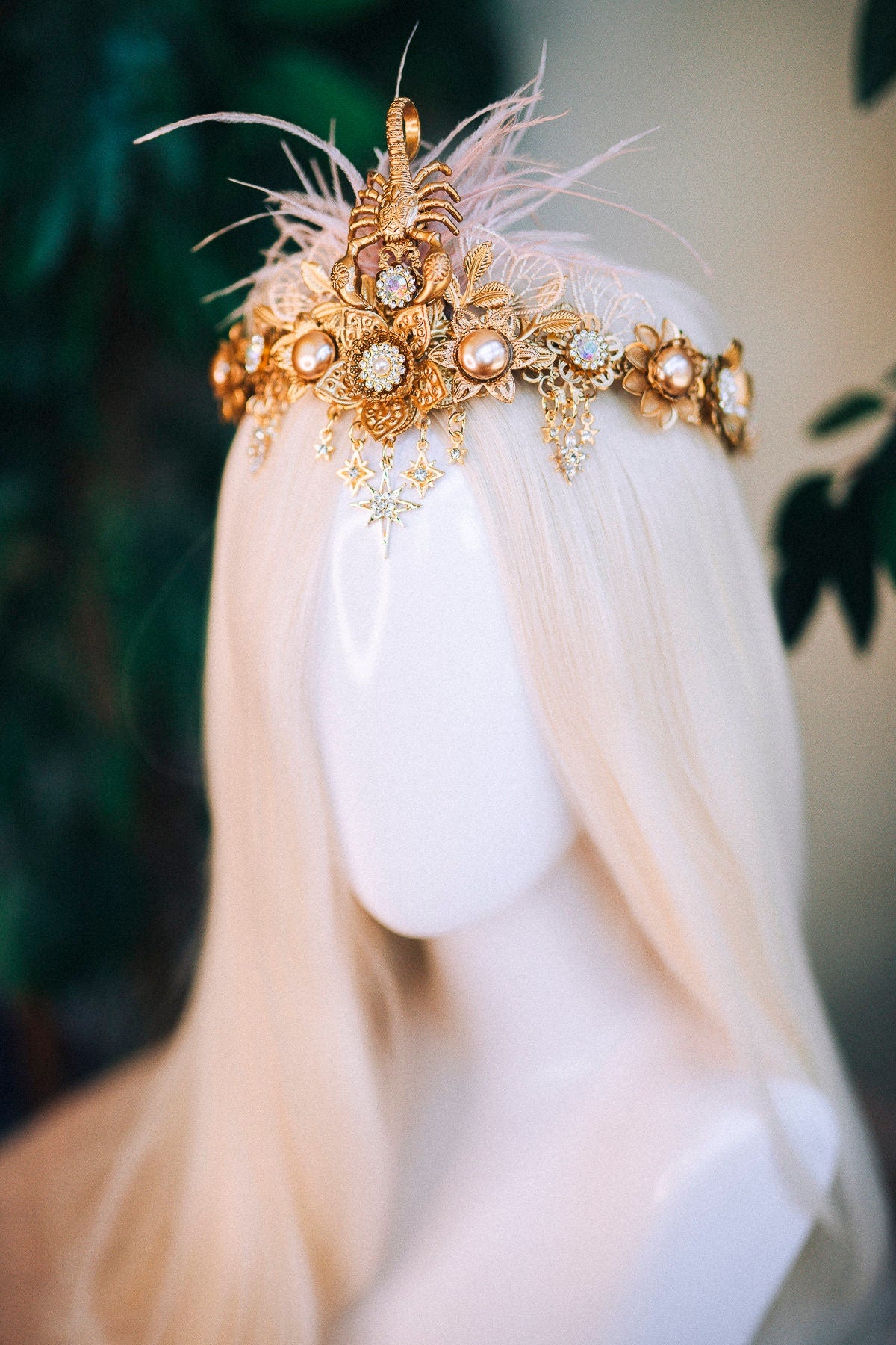 Scorpio crown, Zodiac Sign crowns, Zodiac jewellery, Scorpio crown, Flower crown, Birthday crown, Gold crown, Halloween costume