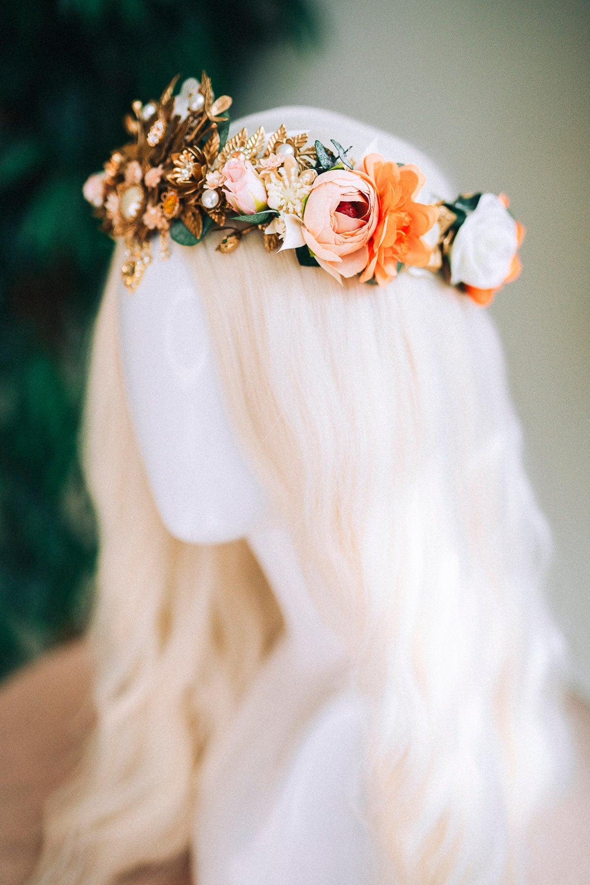 Boho Tiara, Floral Bridal Crown, Goddess Headpiece, Wedding Flower Tiara, Celestial Crown, Festival Headpiece,Maternity Photoshoot Accessory