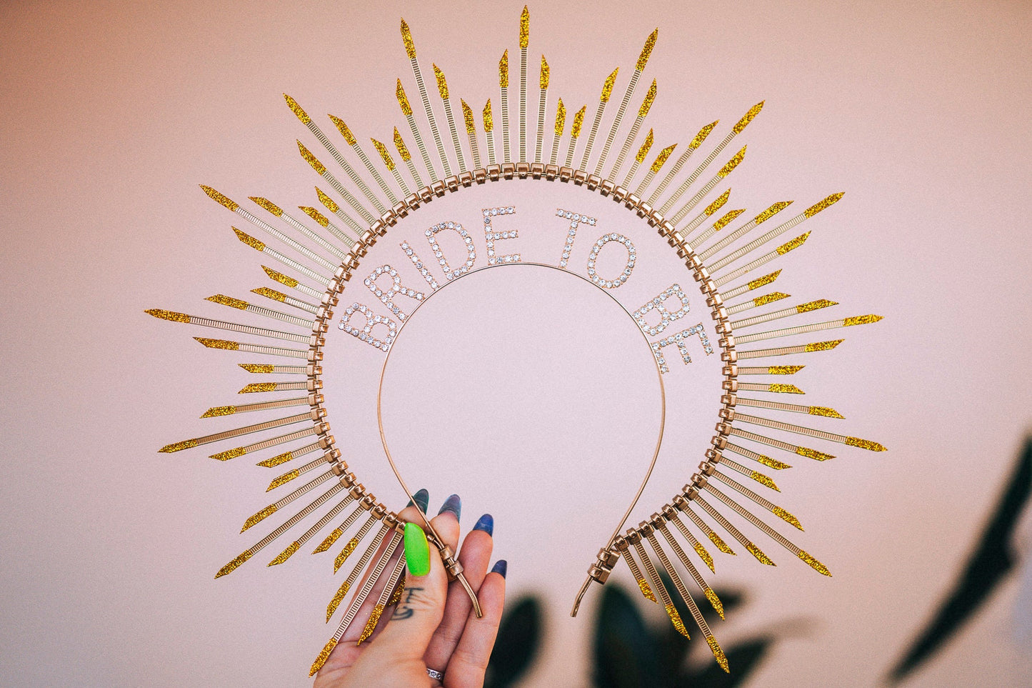 SALE Bride halo crown, Bride headband, Bride to be, Bachelorette party, Gold halo crown, Gold crown, Goddess crown, Wedding veil