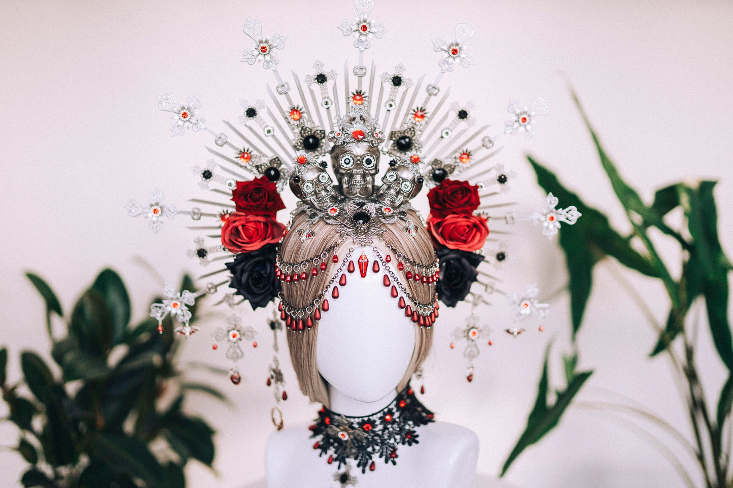 Vampire Choker, Gothic Lace Necklace, Red Black Choker, Skull Choker, Halloween Necklace, Vampire Jewelry, Dark Queen Necklace, Dracula