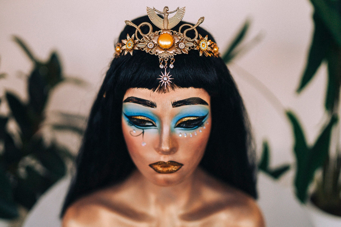 Cleopatra Tiara, Egyptian Headpiece, Festival Crown, Carnival Costume, Mardi Gras Tiara, Statement Jewelry, Halloween Accessory