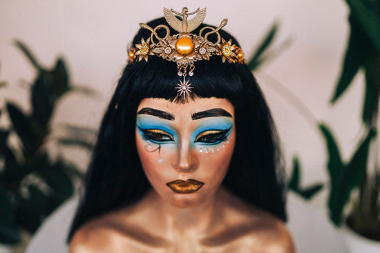 Cleopatra Tiara, Egyptian Headpiece, Festival Crown, Carnival Costume, Mardi Gras Tiara, Statement Jewelry, Halloween Accessory