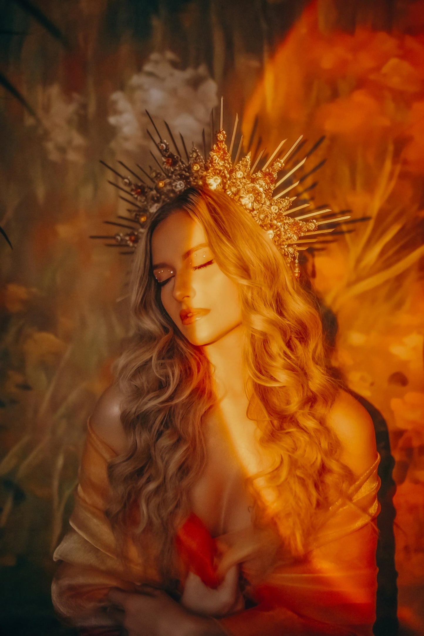 Gold Halo Crown, Celestial Headpiece, Goddess Crown, Festival Halo, Bridal Halo, Wedding Crown, Luxury Crown, Fantasy Halo, Golden Sun Crown