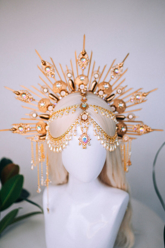 Mermaid Halo Crown, Celestial Headpiece, Bridal Tiara, Fantasy Festival Crown, Goddess Headpiece, Aquarius Birthday Crown, Ocean Queen