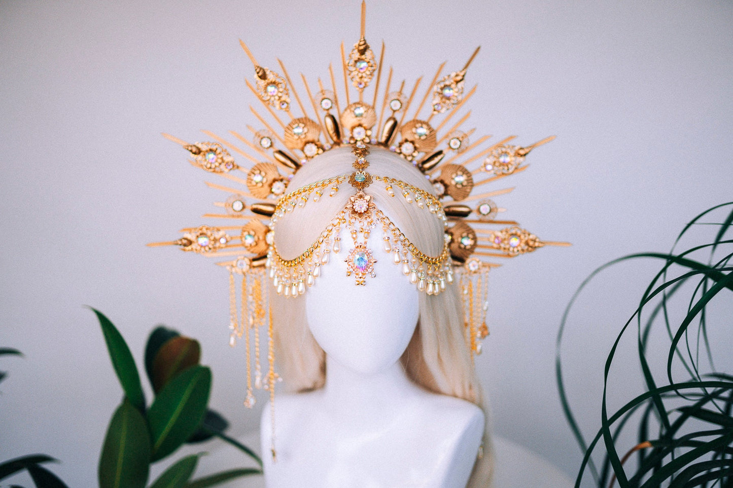 Mermaid Halo Crown, Celestial Headpiece, Bridal Tiara, Fantasy Festival Crown, Goddess Headpiece, Aquarius Birthday Crown, Ocean Queen