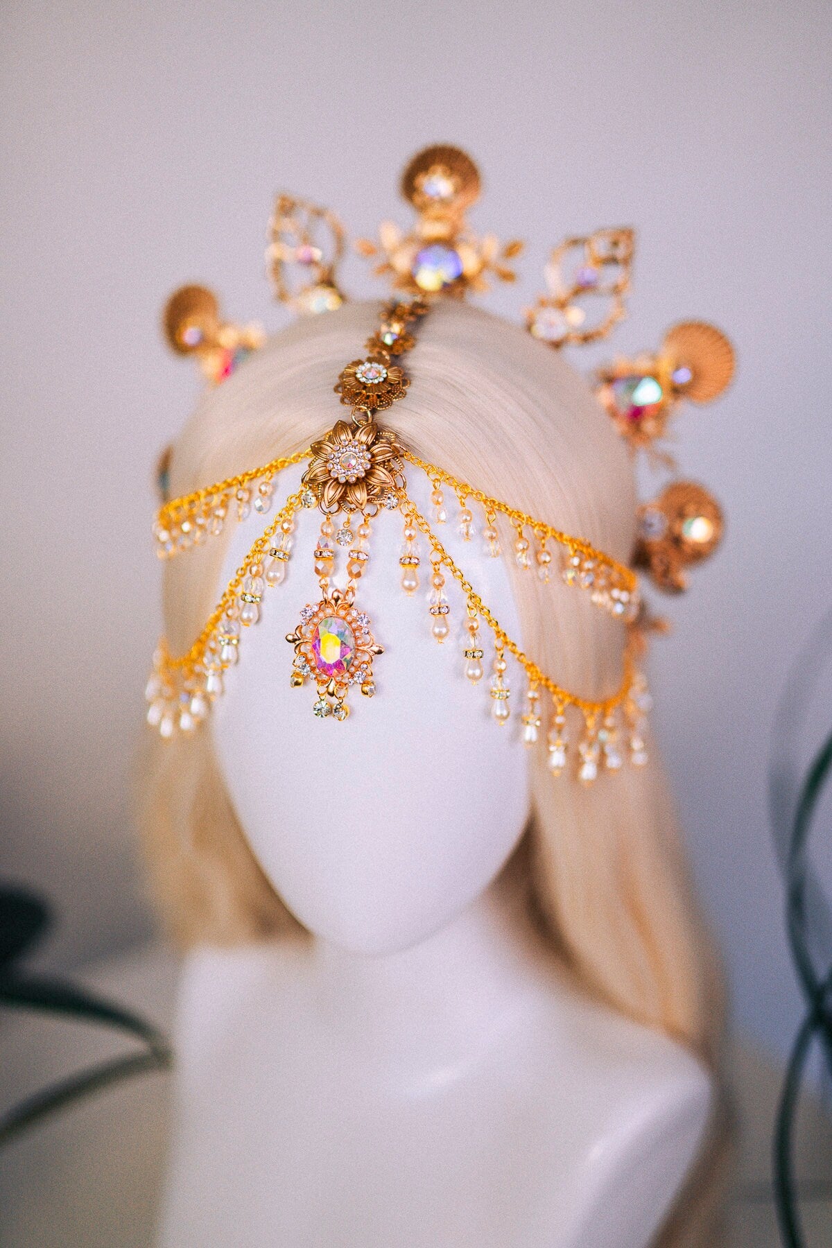 SALE Mermaid Halo Crown, Halloween costume, Mermaid Crown, Halo Headband, Gold Crown, Tiara, Gold Halo, Aquarius crown, Festival Crown