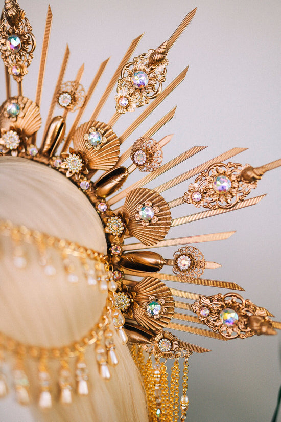 Mermaid Halo Crown, Celestial Headpiece, Bridal Tiara, Fantasy Festival Crown, Goddess Headpiece, Aquarius Birthday Crown, Ocean Queen