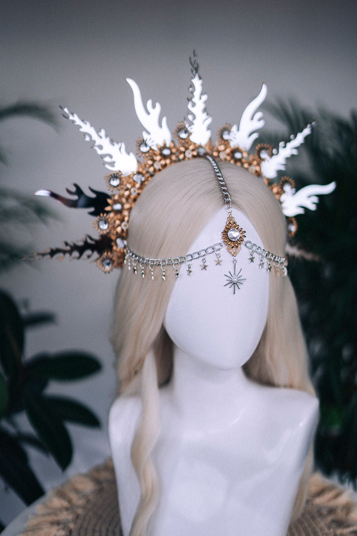 SALE Flames Halo Crown, Gold Halo, Halo Headlights, Halo Headband, Halo Headpiece, Fiery tiara, Flamingos crown, Photo Props, Flames Halo