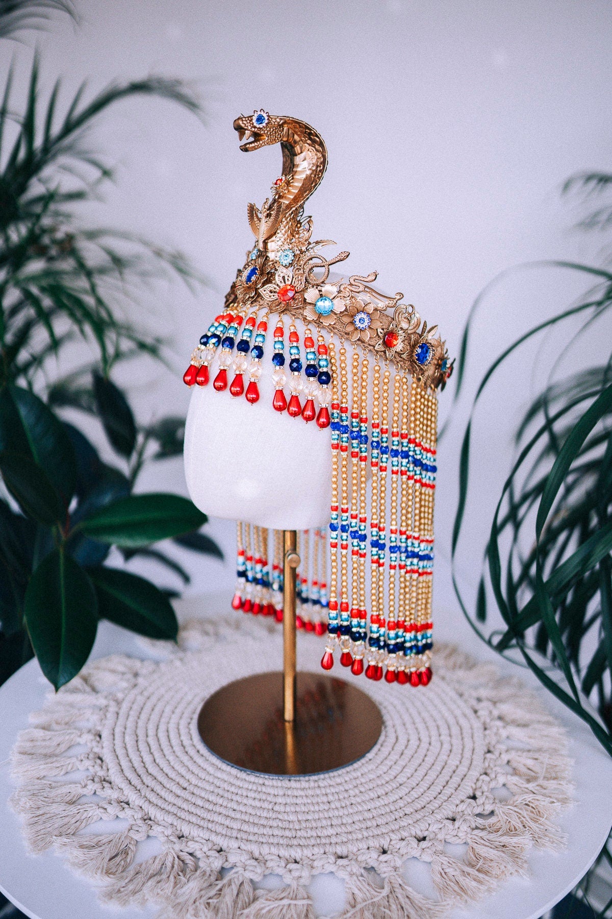 SALE Cleopatra Crown, Egyptian Queen Crown, Festival Crown, Carnival Crown, Mardi Gras Headpiece, Halloween Cleopatra Crown, Regal Egyptian