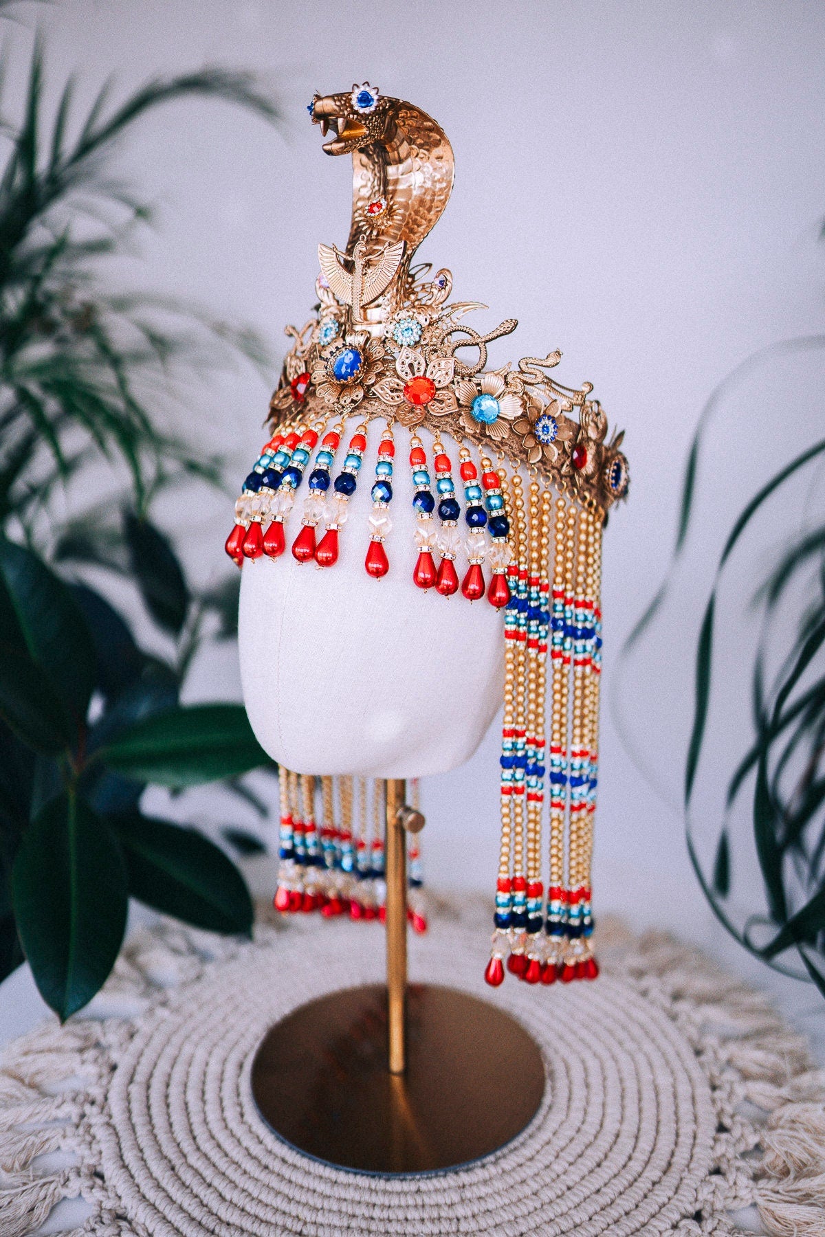 SALE Cleopatra Crown, Egyptian Queen Crown, Festival Crown, Carnival Crown, Mardi Gras Headpiece, Halloween Cleopatra Crown, Regal Egyptian