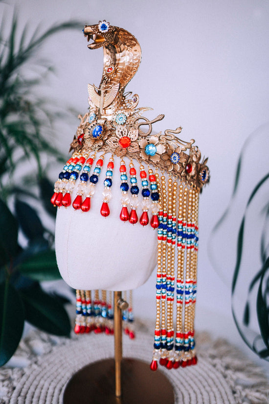 SALE Cleopatra Crown, Egyptian Queen Crown, Festival Crown, Carnival Crown, Mardi Gras Headpiece, Halloween Cleopatra Crown, Regal Egyptian