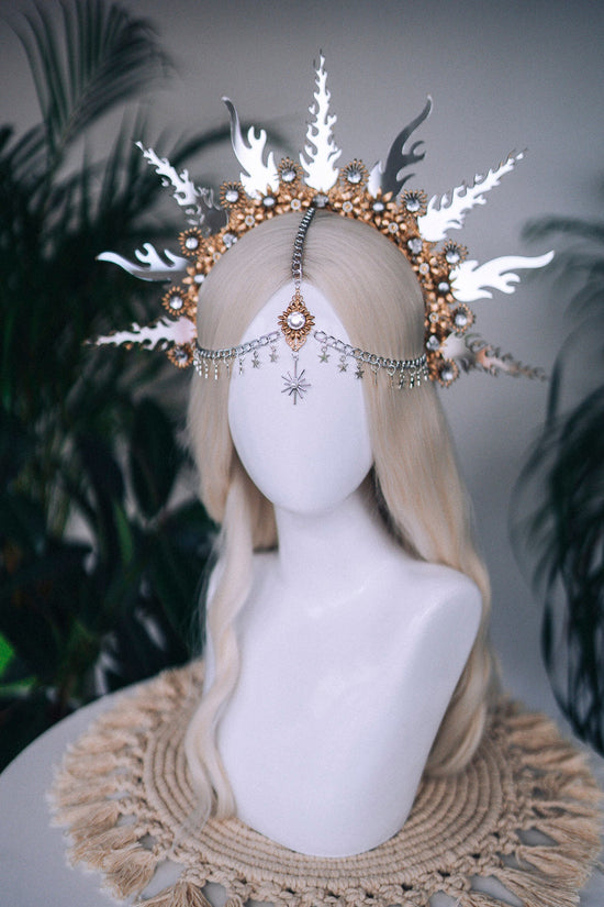 SALE Flames Halo Crown, Gold Halo, Halo Headlights, Halo Headband, Halo Headpiece, Fiery tiara, Flamingos crown, Photo Props, Flames Halo