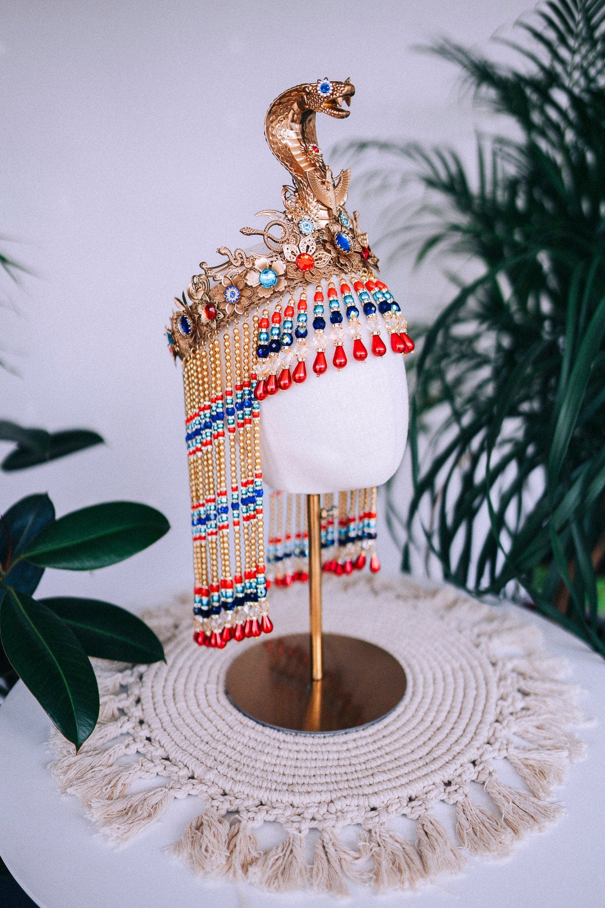 SALE Cleopatra Crown, Egyptian Queen Crown, Festival Crown, Carnival Crown, Mardi Gras Headpiece, Halloween Cleopatra Crown, Regal Egyptian