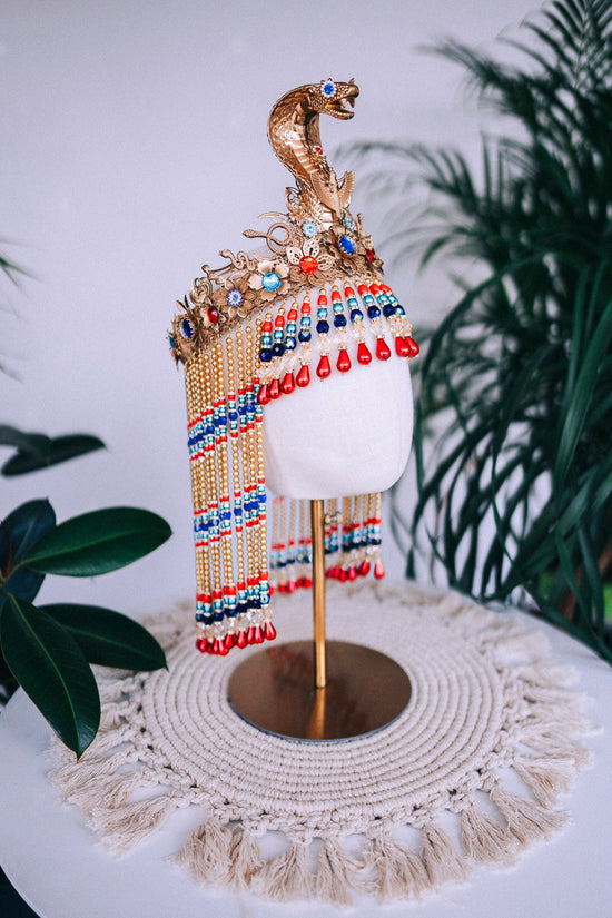 SALE Cleopatra Crown, Egyptian Queen Crown, Festival Crown, Carnival Crown, Mardi Gras Headpiece, Halloween Cleopatra Crown, Regal Egyptian