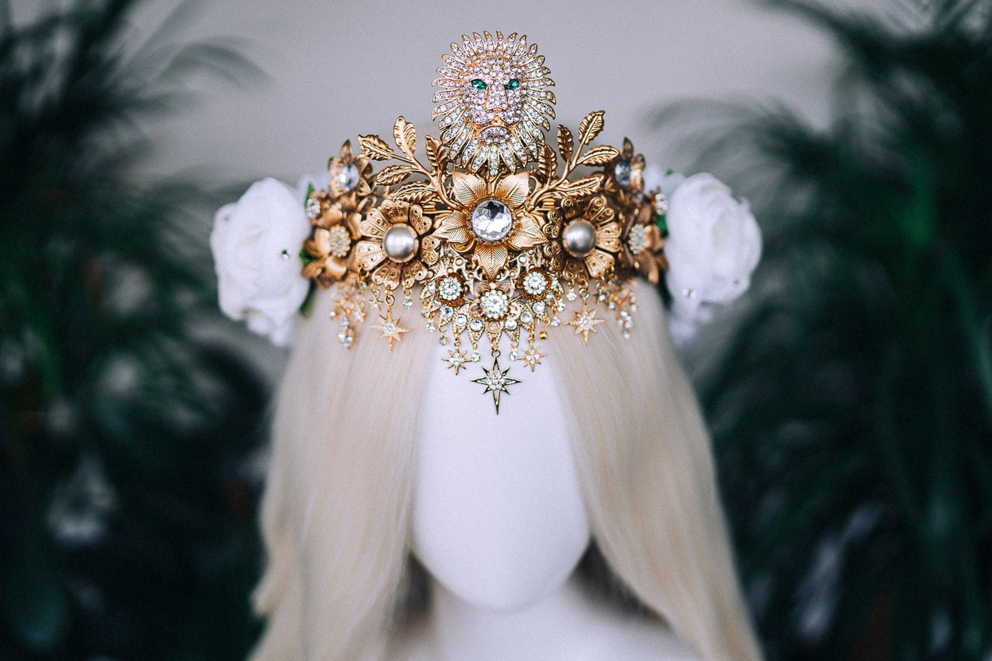 SALE Leo Zodiac signs, Birthday headband, Gold crown, Red flower crown, Zodiac jewelry, Goddess crown, Leo jewelry, Astrology, Birthday