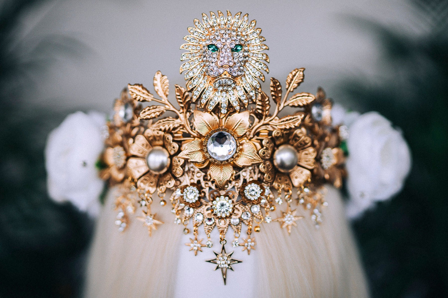 SALE Leo Zodiac signs, Birthday headband, Gold crown, Red flower crown, Zodiac jewelry, Goddess crown, Leo jewelry, Astrology, Birthday