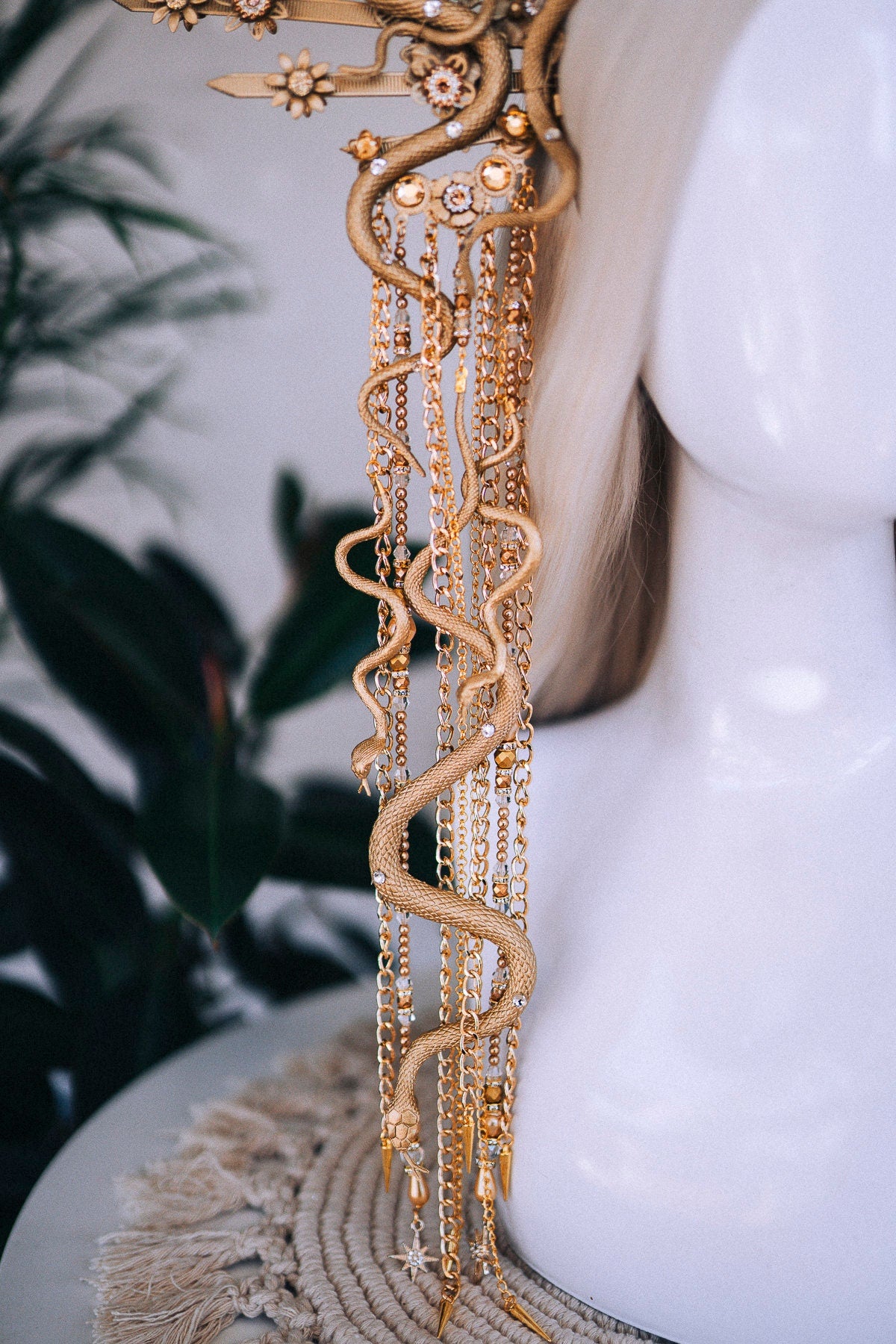 Golden Snake Crown, Medusa Headpiece, Goddess Halo Crown, Snake Headdress, Halloween Crown, Mythical Gold Crown, Snake Tiara, Festival