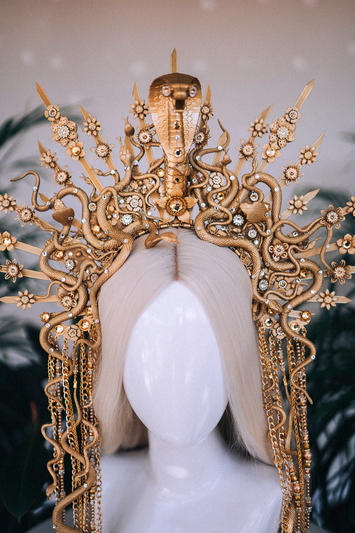 Golden Snake Crown, Medusa Headpiece, Goddess Halo Crown, Snake Headdress, Halloween Crown, Mythical Gold Crown, Snake Tiara, Festival