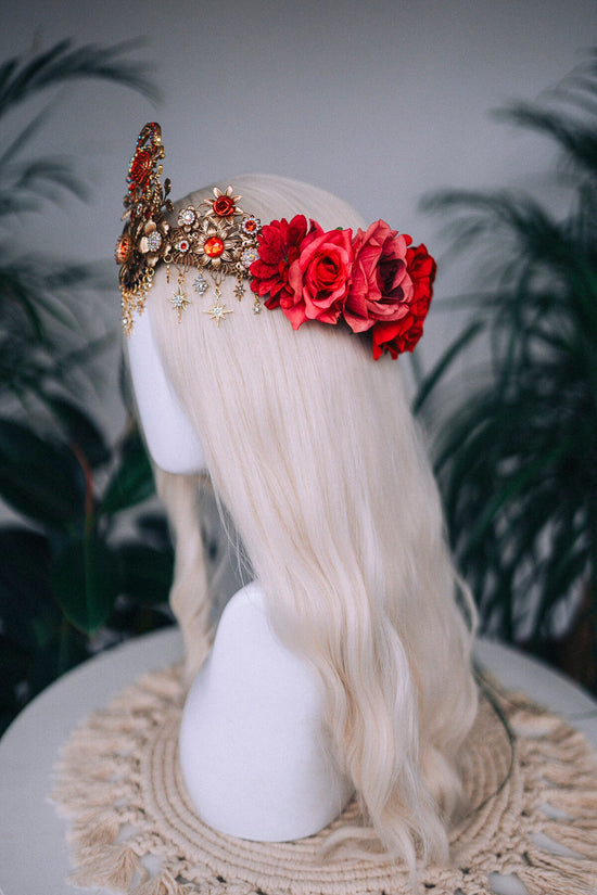 SALE Cancer Zodiac Signs jewelry, Cancer Zodiac crown, Birthday headband, Gold headpiece, Tiara, Halloween costume, Flower crown, Birthday