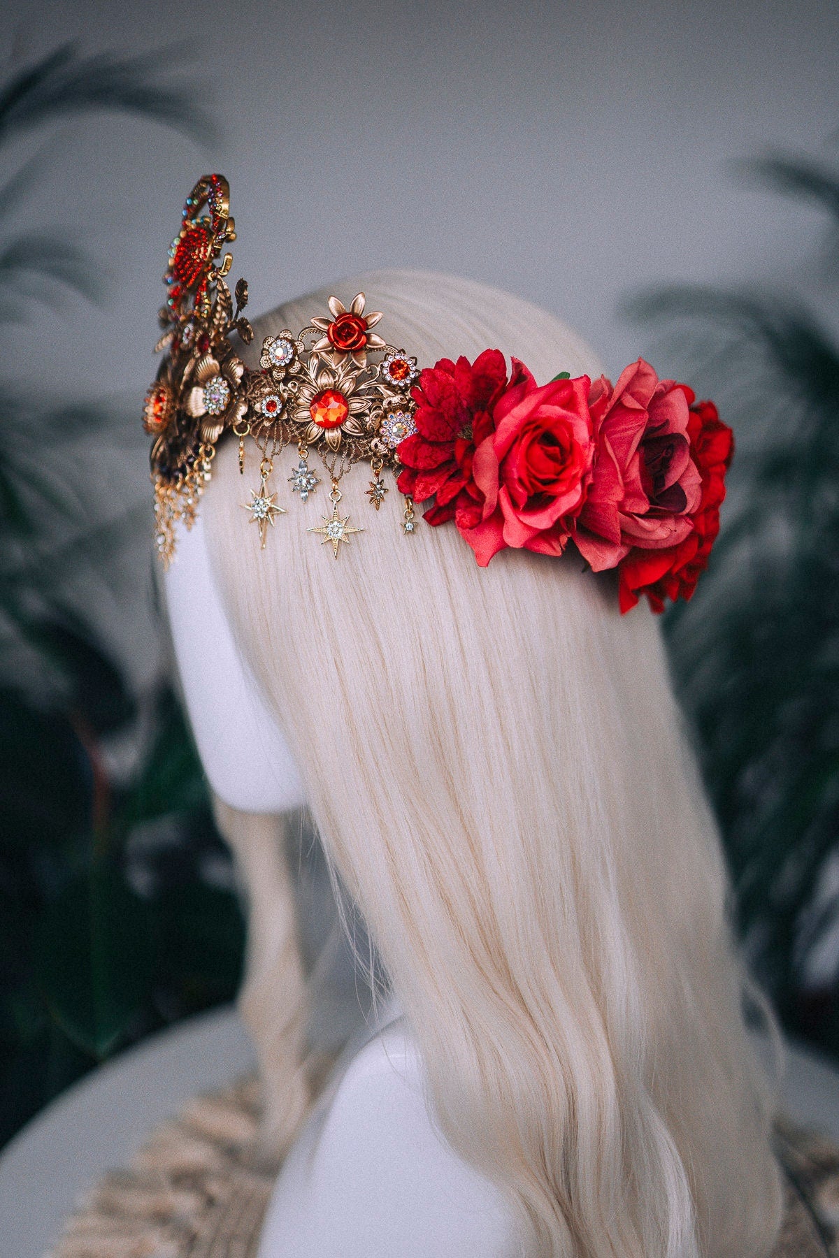 SALE Cancer Zodiac Signs jewelry, Cancer Zodiac crown, Birthday headband, Gold headpiece, Tiara, Halloween costume, Flower crown, Birthday