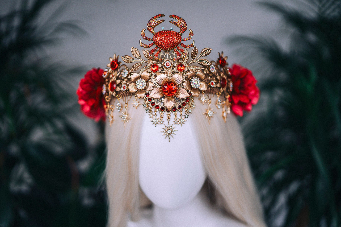 SALE Cancer Zodiac Signs jewelry, Cancer Zodiac crown, Birthday headband, Gold headpiece, Tiara, Halloween costume, Flower crown, Birthday