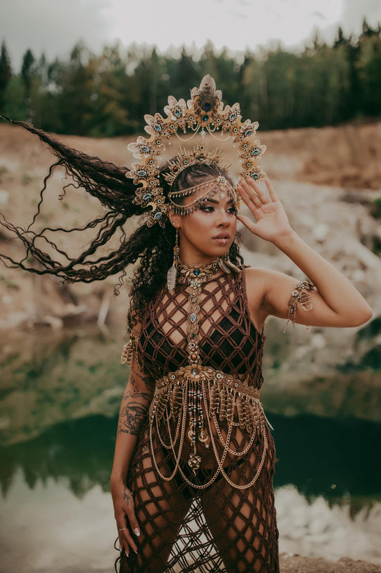 Tribal Shaman Harness, Festival Body Jewelry, Boho Costume Accessory, Statement Body Harness, Handmade Tribal Outfit Piece