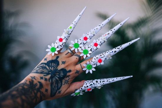 UV Active Neon Festival Finger Claws,Burning Man UV Rave Claws,Boho Glow Finger Accessories,Fantasy Costume UV Claw Set