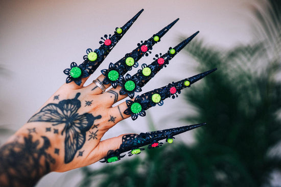 Neon UV Finger Claws, Blacklight Glow Rave Accessories, Burning Man Costume Claws, Festival Outfit, UV Party Accessories