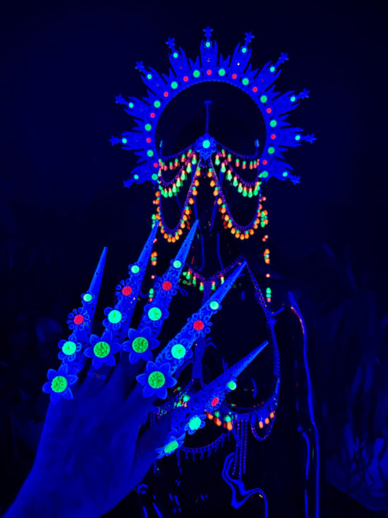 Neon UV Finger Claws, Blacklight Glow Rave Accessories, Burning Man Costume Claws, Festival Outfit, UV Party Accessories