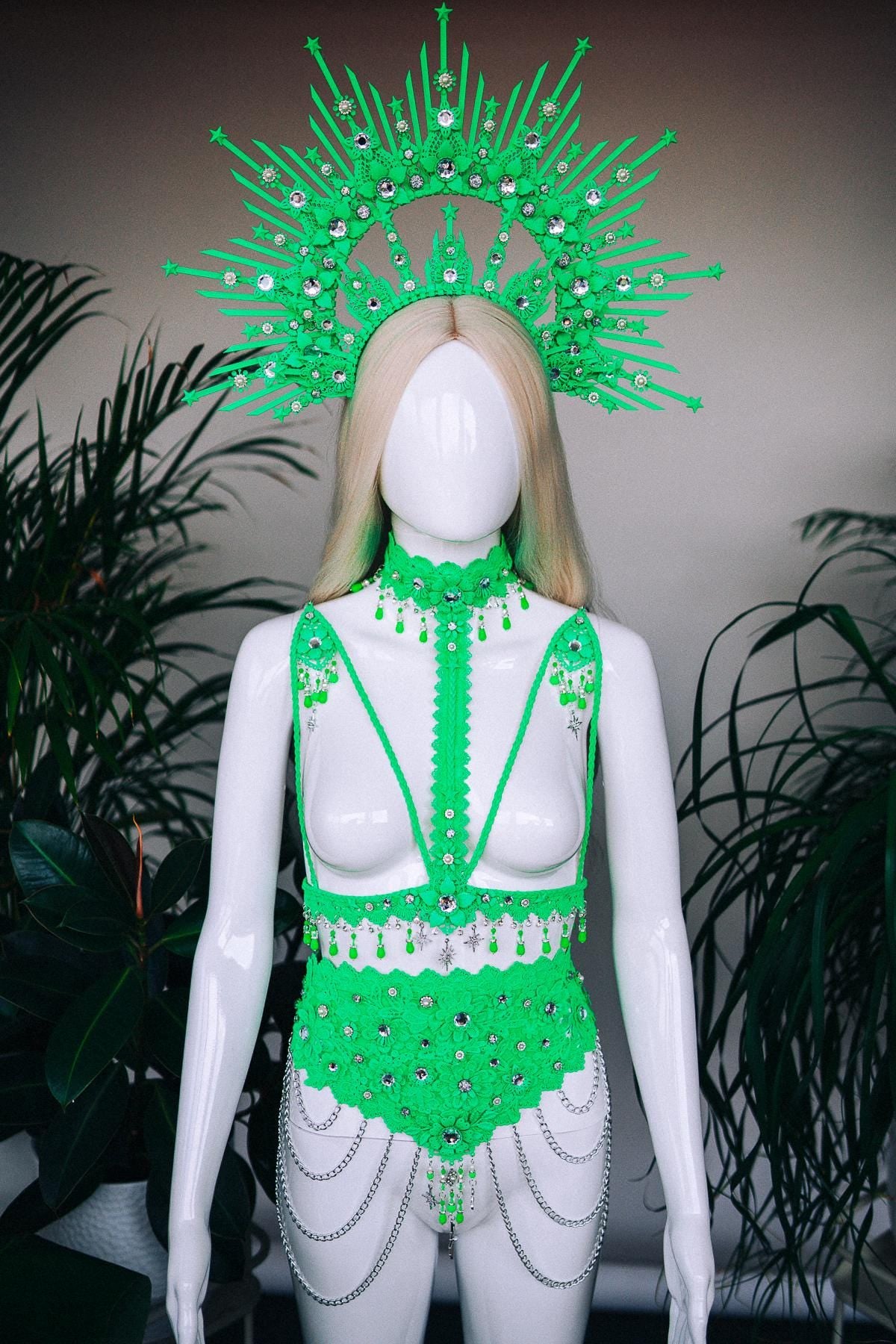 Festival Belt, Burning Man Belt, Neon UV Belt, Rave Harness Belt, Statement Waist Belt, Futuristic Belt, Glow In Dark Costume Accessory