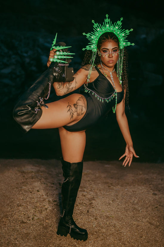 Neon UV Face Jewelry, Festival Face Chain, Rave Headpiece, Burning Man Accessories, Blacklight Glow, EDC Face Harness, Statement Jewelry