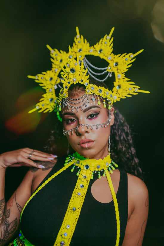 Neon yellow halo crown