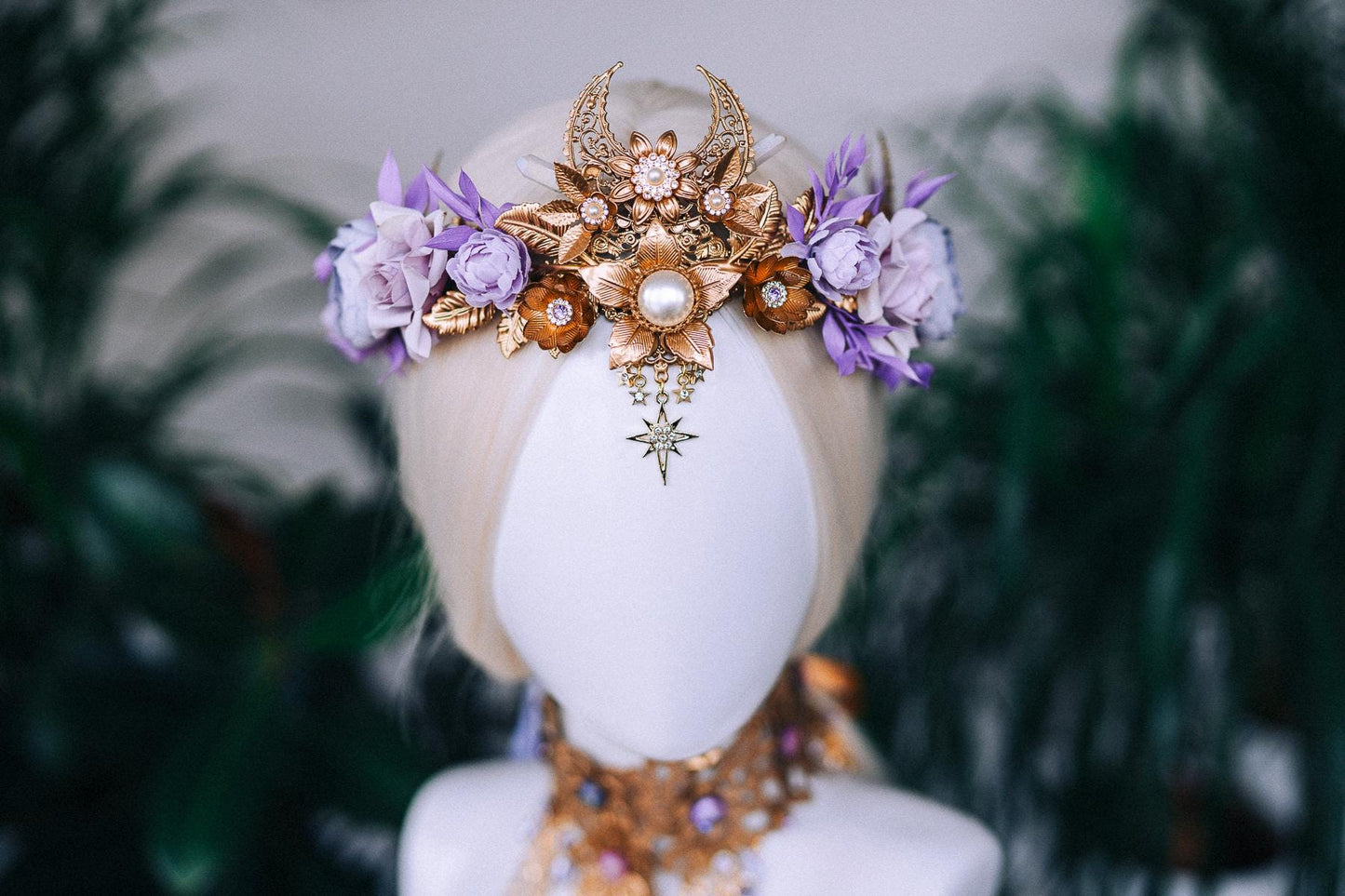 lavender flower crown diy Lavender Moon Floral Goddess Crown Bridal Headpiece Purple Rose Halo C – CARBICKOVA CROWNS