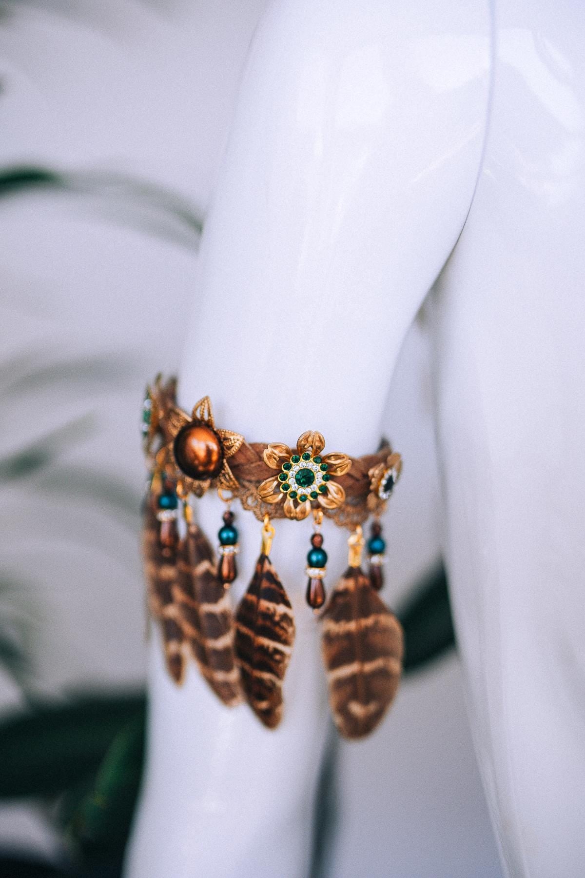 Festival Tribal Bracelet, Shamanic Jewelry, Boho Arm Cuff, Statement Accessory, Handmade Beaded Bracelet, Goddess Style