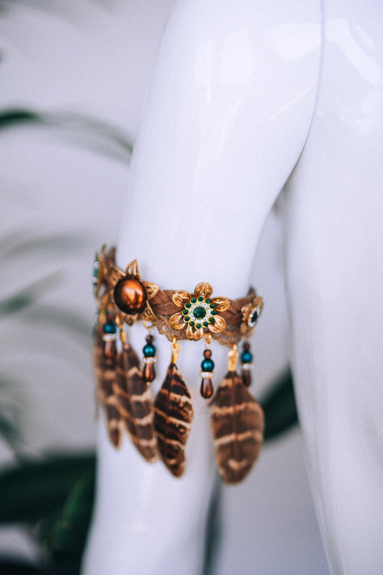 Festival Tribal Bracelet, Shamanic Jewelry, Boho Arm Cuff, Statement Accessory, Handmade Beaded Bracelet, Goddess Style