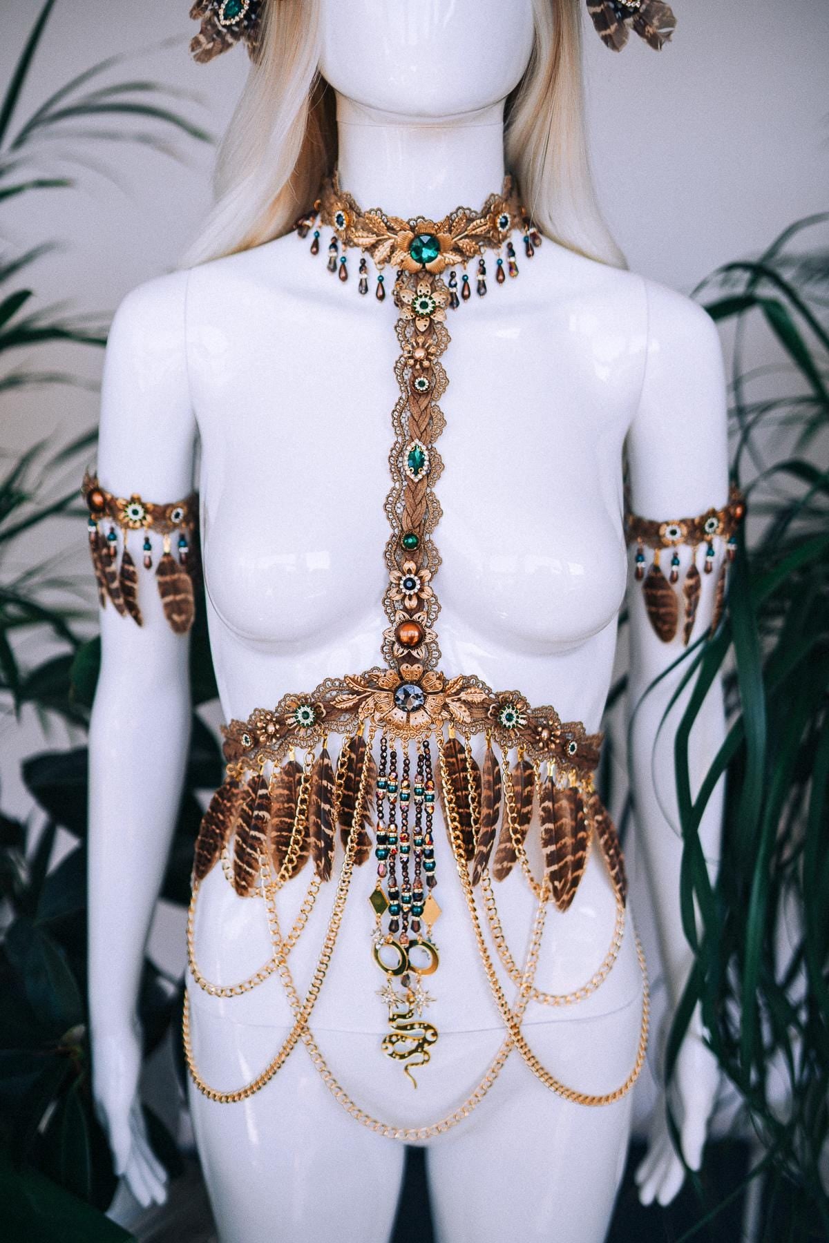 Festival Tribal Bracelet, Shamanic Jewelry, Boho Arm Cuff, Statement Accessory, Handmade Beaded Bracelet, Goddess Style