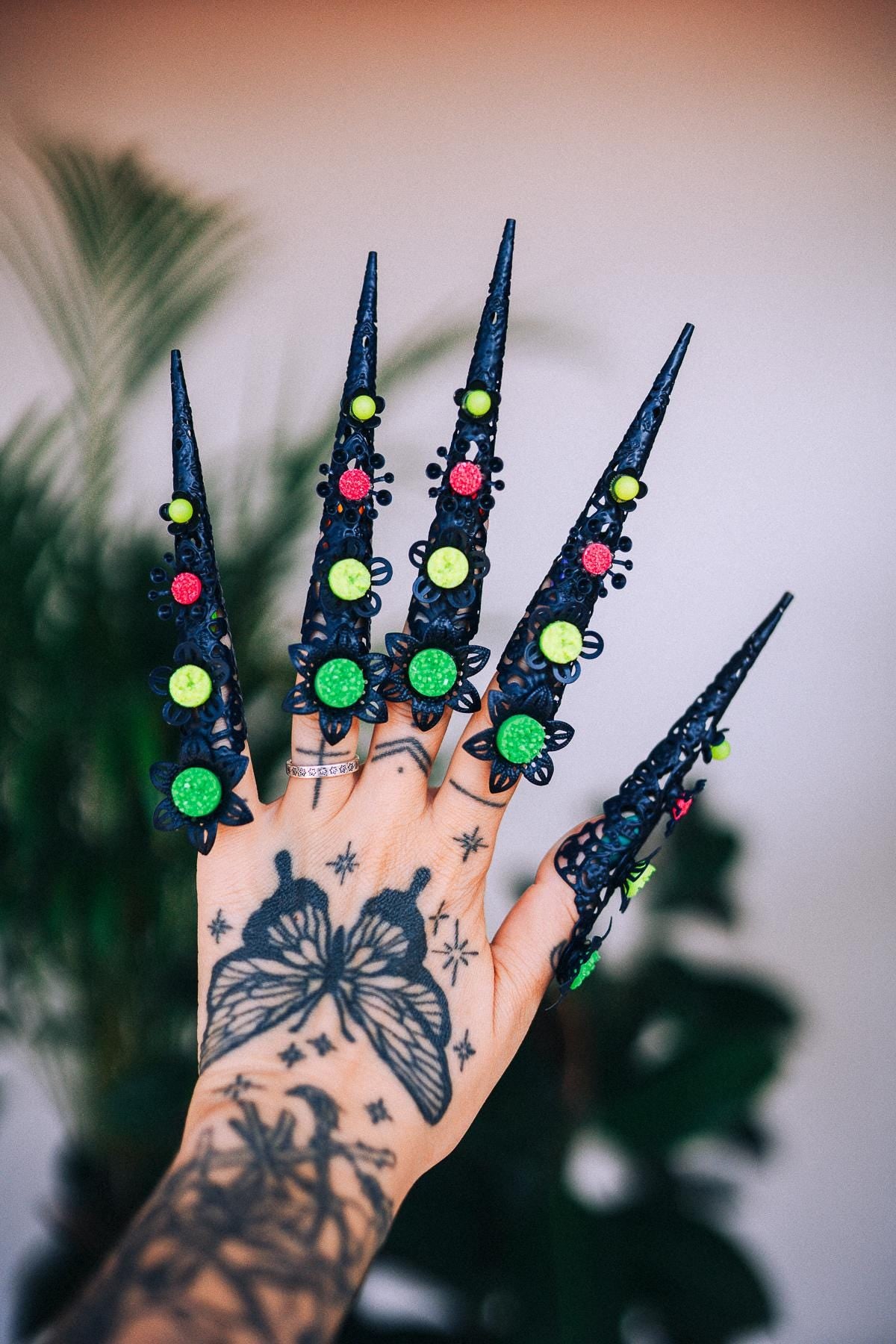 Neon UV Finger Claws, Blacklight Glow Rave Accessories, Burning Man Costume Claws, Festival Outfit, UV Party Accessories