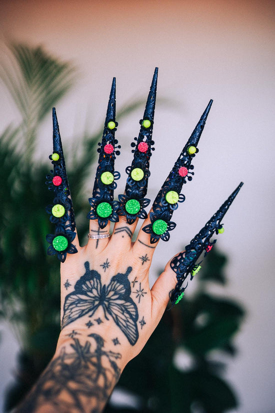 Neon UV Finger Claws, Blacklight Glow Rave Accessories, Burning Man Costume Claws, Festival Outfit, UV Party Accessories