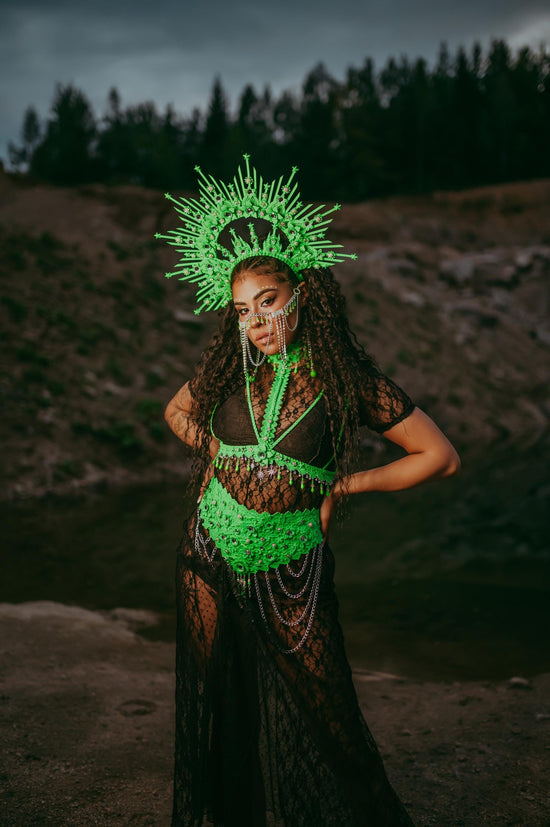 Neon Harness Bra, UV Reactive Rave Top, Burning Man Outfit – CARBICKOVA CROWNS