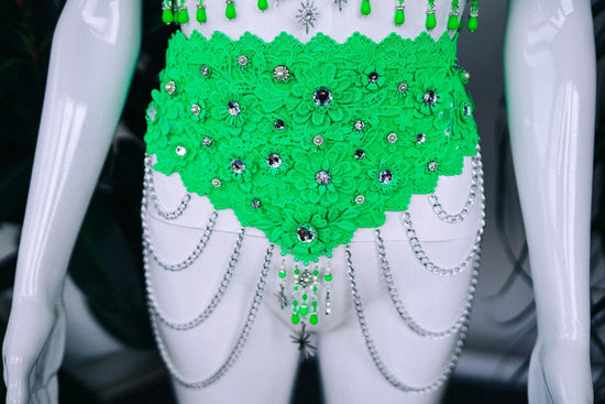 Festival Belt, Burning Man Belt, Neon UV Belt, Rave Harness Belt, Statement Waist Belt, Futuristic Belt, Glow In Dark Costume Accessory