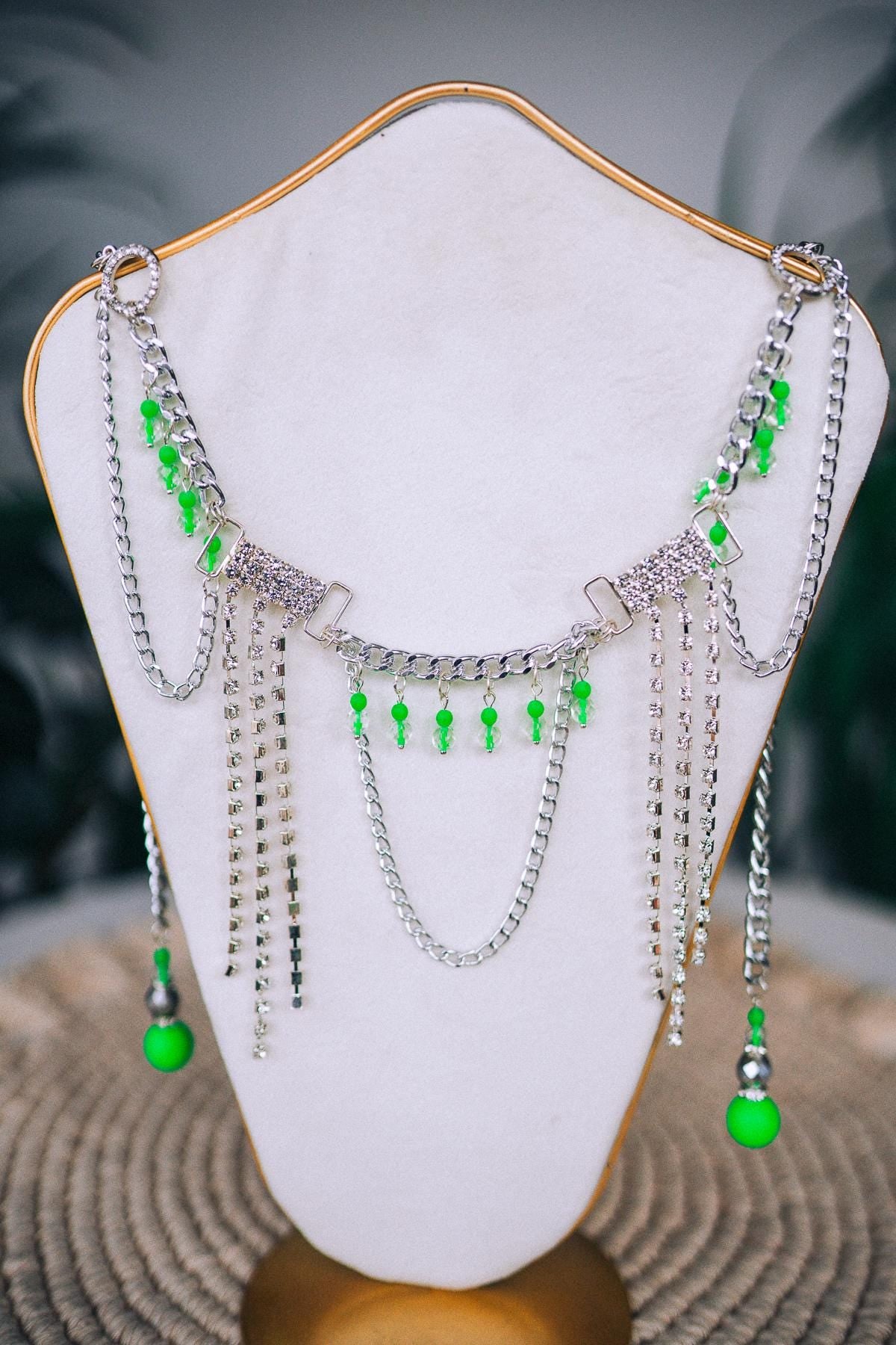 Face Jewelry, Burning Man Face Chain, Rave Face Accessory, UV Festival Jewelry, Neon Headpiece, Futuristic Mask, Statement Face Gem