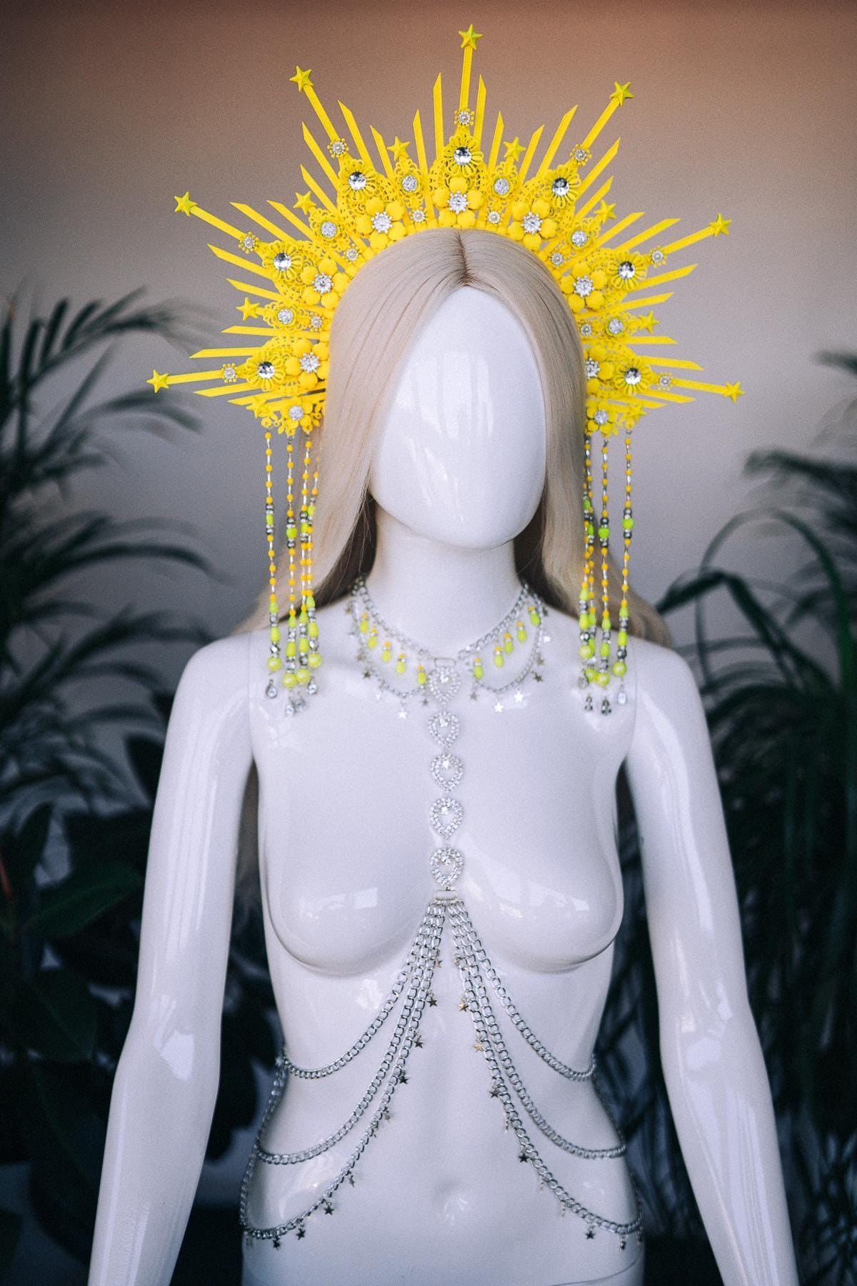 Neon Body Chain Harness, Festival Rave Harness Jewelry, Burning Man Body Chain, Coachella Rave Outfit, UV Reactive Festival Wear