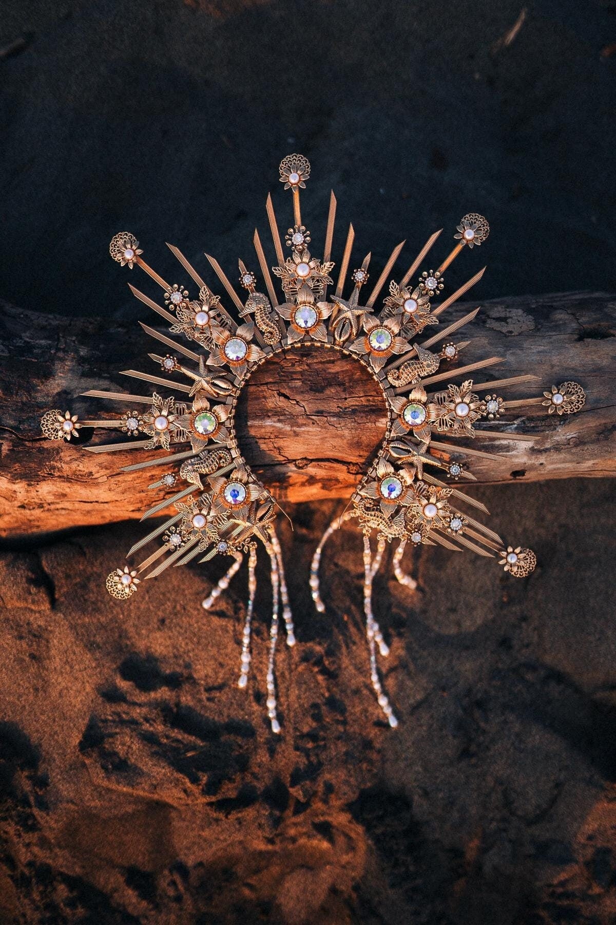 Gold mermaid halo crown