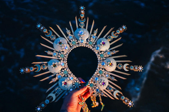 SALE Mermaid Halo Crown, Halloween costume, Mermaid Crown, Halo Headband, Gold Crown, Tiara, Gold Halo, Aquarius crown, Festival Crown