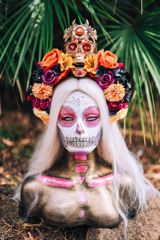 Colorful La Catrina flower crown
