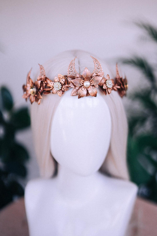 Gold Boho Tiara & Rose Gold Boho Wedding Crown, Bohemian Bridal Headpiece, Festival Bride Crown, Boho Bride Headpiece, Bridal
