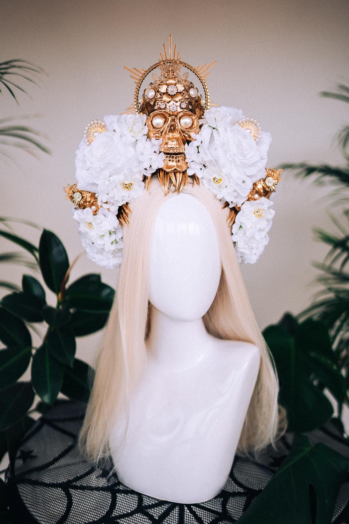 White La Catrina crown, Day of the dead