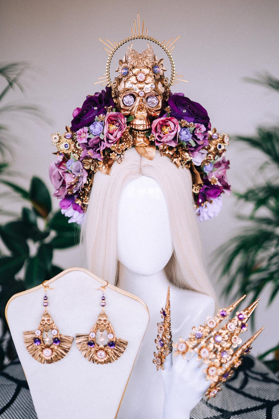 La Catrina Rose Skull Earrings, Día De Los Muertos, Sugar Skull Jewelry, Statement Earrings, Halloween Accessories, Mexican Style