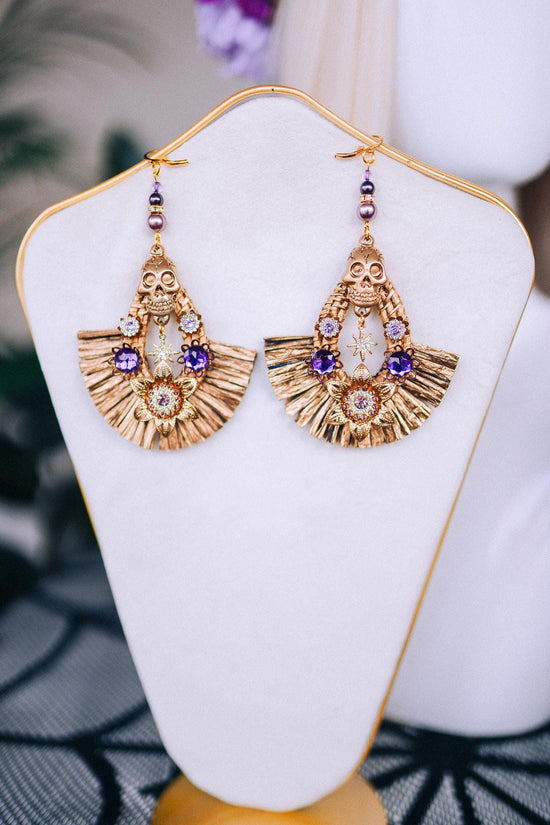La Catrina Rose Skull Earrings, Día De Los Muertos, Sugar Skull Jewelry, Statement Earrings, Halloween Accessories, Mexican Style