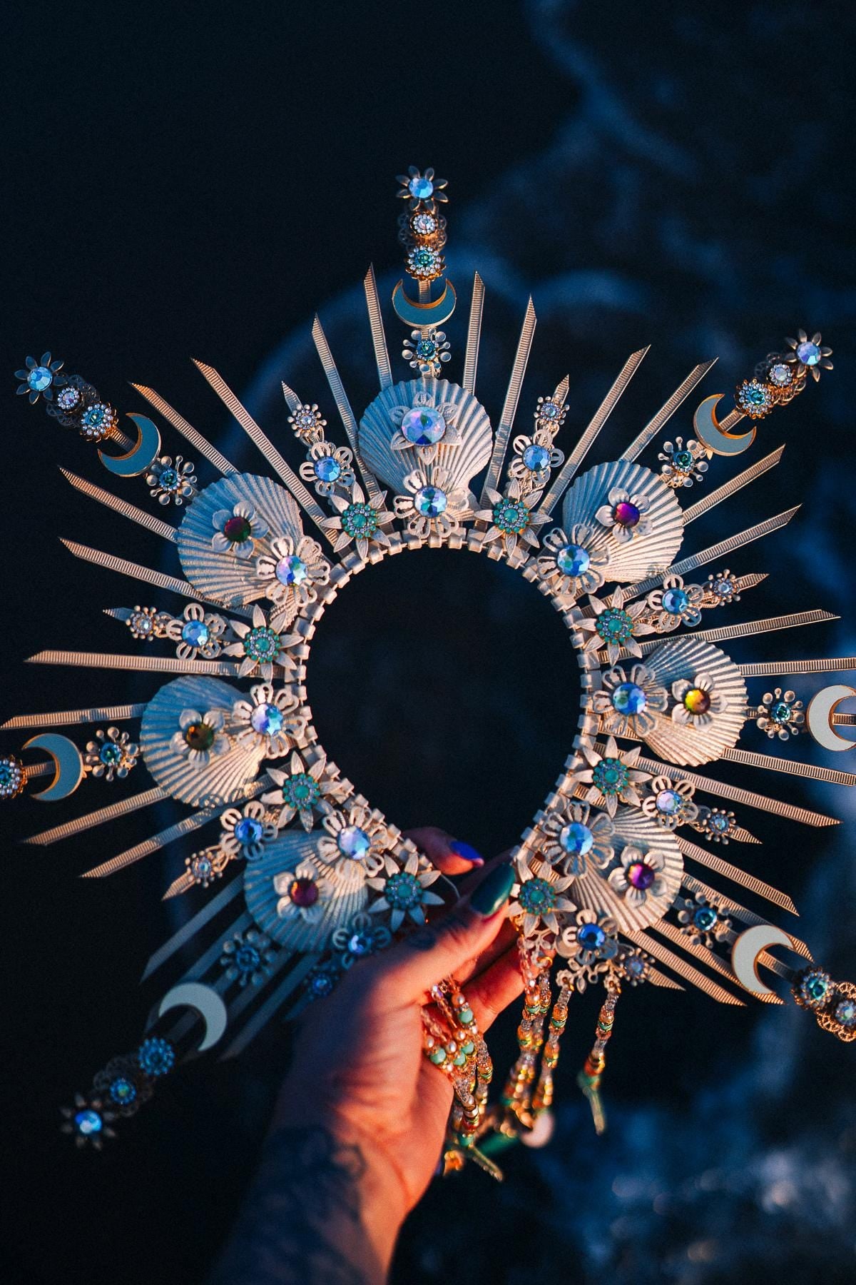 SALE Mermaid Halo Crown, Halloween costume, Mermaid Crown, Halo Headband, Gold Crown, Tiara, Gold Halo, Aquarius crown, Festival Crown